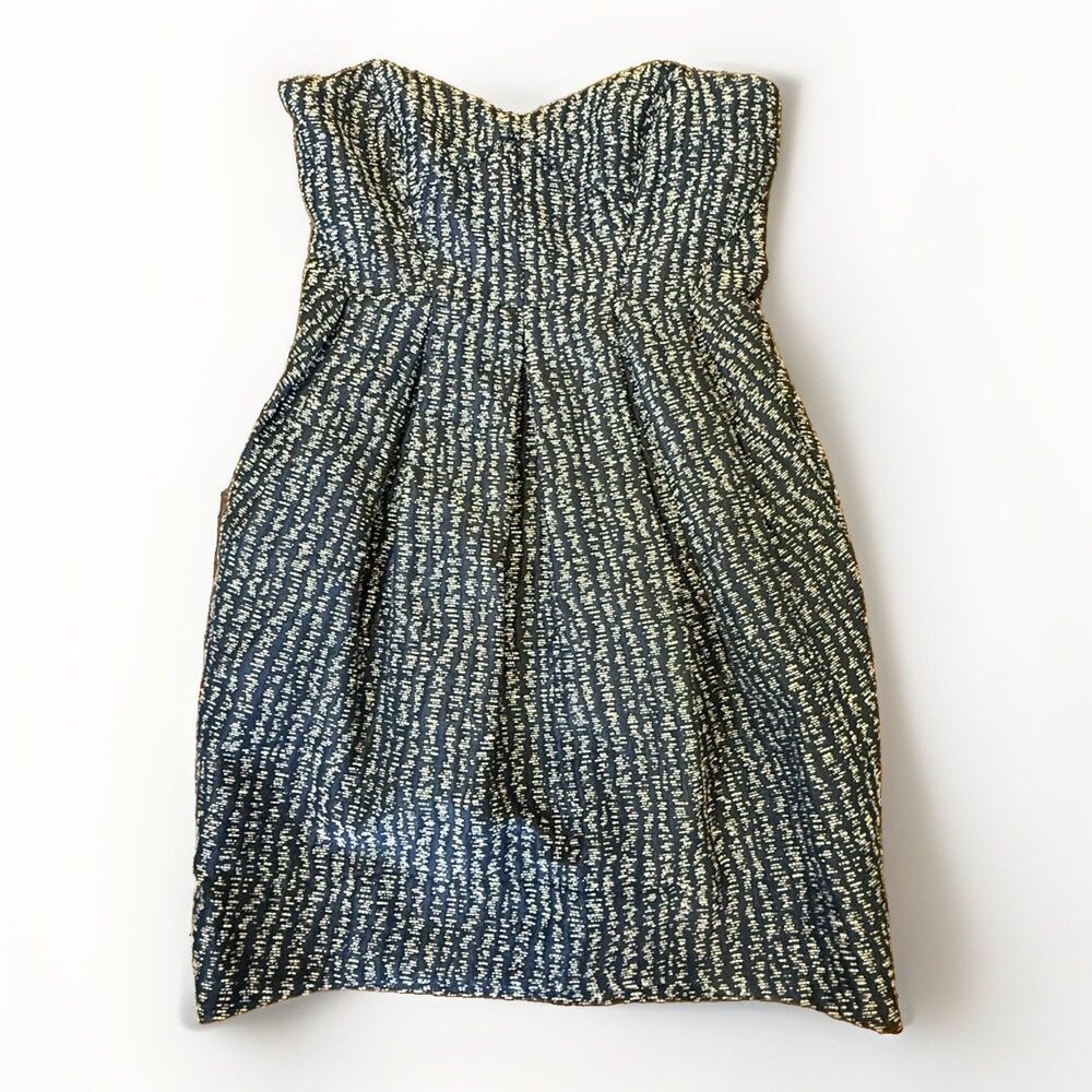 Shoshanna Sweetheart Strapless Fit & Flare Geometric Pocket Lined Dress 4